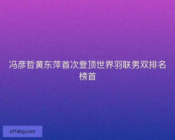 冯彦哲黄东萍首次登顶世界羽联男双排名榜首