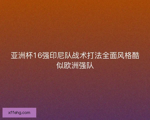 亚洲杯16强印尼队战术打法全面风格酷似欧洲强队