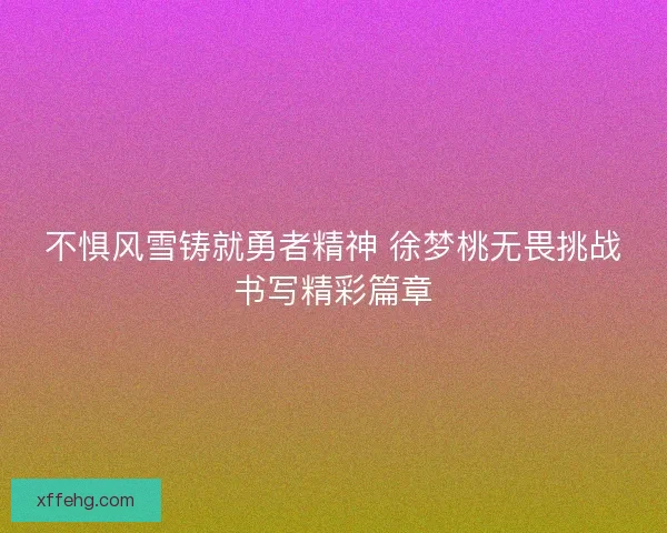 不惧风雪铸就勇者精神 徐梦桃无畏挑战书写精彩篇章