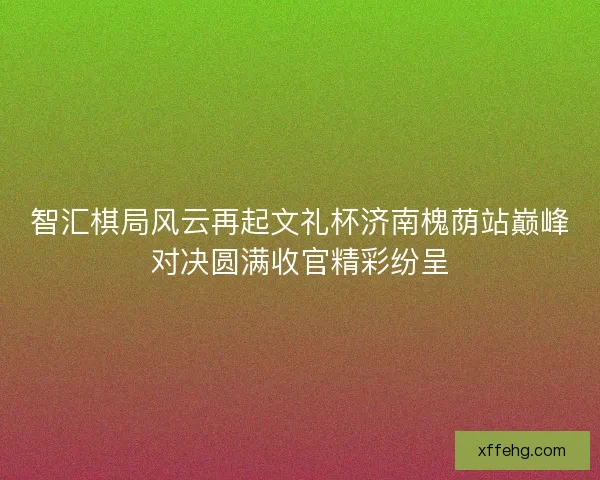 智汇棋局风云再起文礼杯济南槐荫站巅峰对决圆满收官精彩纷呈